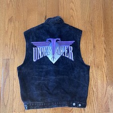 Vintage 90’s The Undertaker WWF  Black Denim Vest Wrestling Rare Catalog Only L
