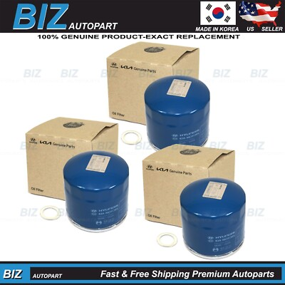 #ad 3PCS GENUINE OIL FILTERS amp; WASHERS for 1986 2025 GENESIS HYUNDAI KIA 26300 35505 $25.65
