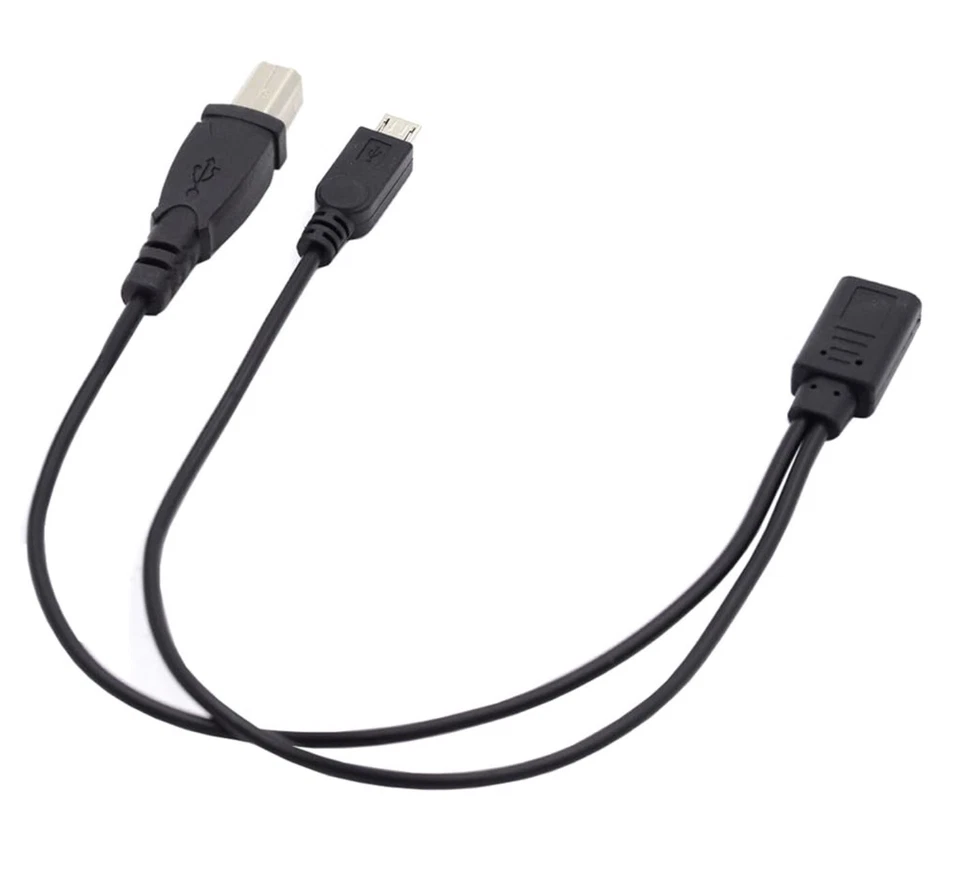 USB-C Female to Micro-USB + USB-B Male Charging Y-Splitter Cable 0.3m - Image 2 of 4