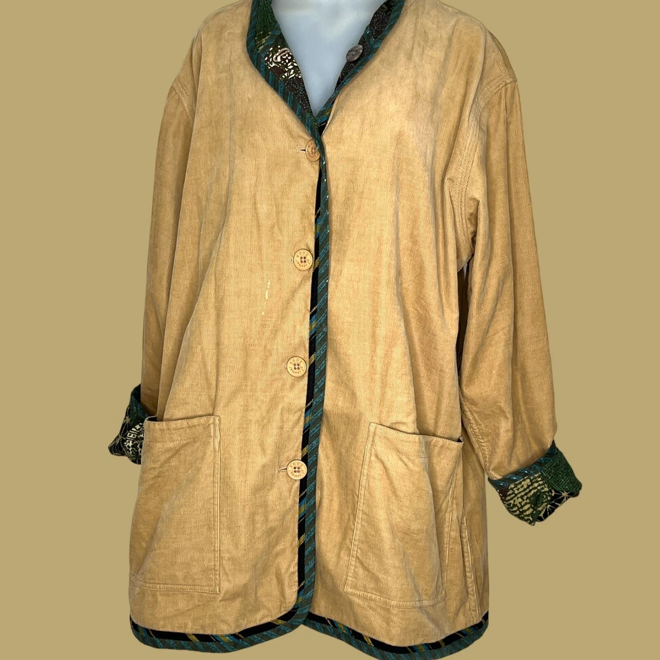 Chaqueta Blazer De Colección KOOS Mujer Marrón Botón Pana Leñosa GRANDE Foto 3 de 4