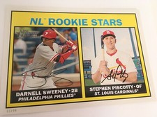 2016 Topps Heritage 5x7 Darnell Sweeney Stephen Piscotty RC 183 #'d 03/49