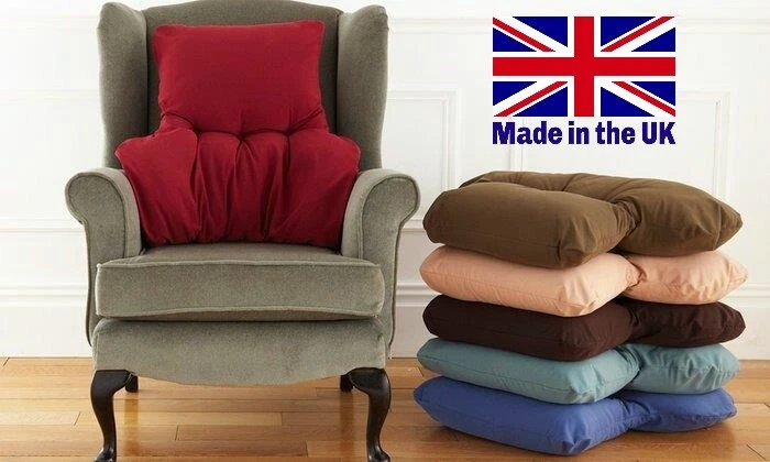 BACK LUMBAR SUPPORT CUSHION Microfibre Cover Choice of Colour MADE IN UK