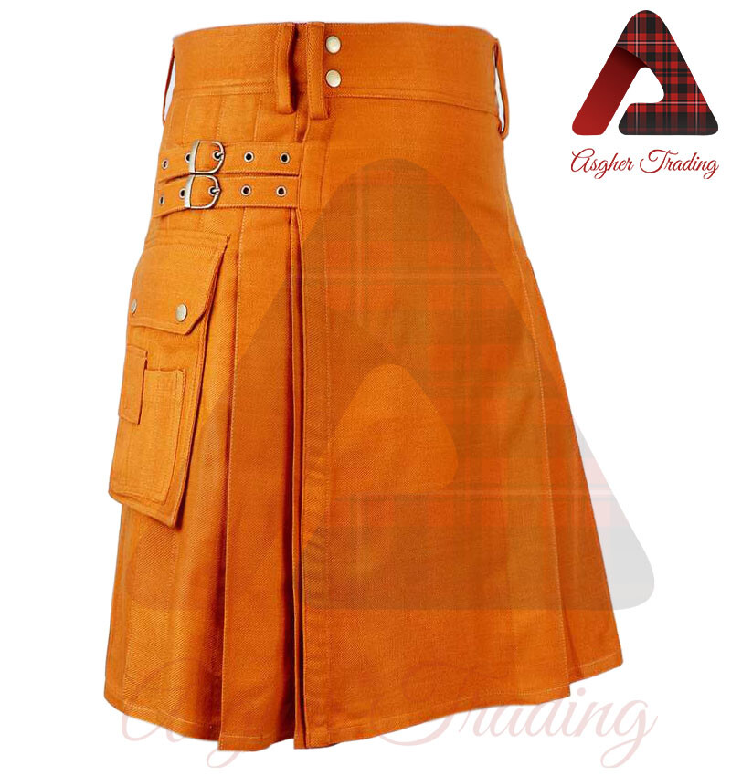 Men's Irish Guards Regiment Saffron Gold Tartan Utility Kilt Fashion