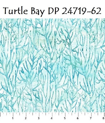Turtle Bay Ocean Beach Cotton Quilt Fabric Northcott 24717-64 Blue 1-1/3 yd - Picture 2 of 19