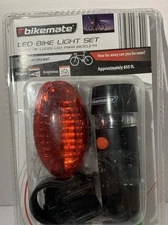 Bikemate LED Bike Light Set Front & Rear Light - Batteries NOT INCLUDED. (B7)