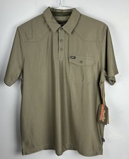 Howler Brothers Ranchero Polo Shirt Mens L Olive Green Short Sleeve NWT