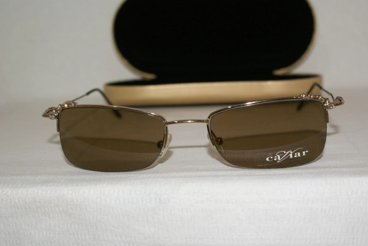 Caviar Women\'s Rimless Sunglasses in Gold and Gradient Smoke Amazon.com: Rimless Gem Cut Unisex Square Luxury Retro 90 main image 2