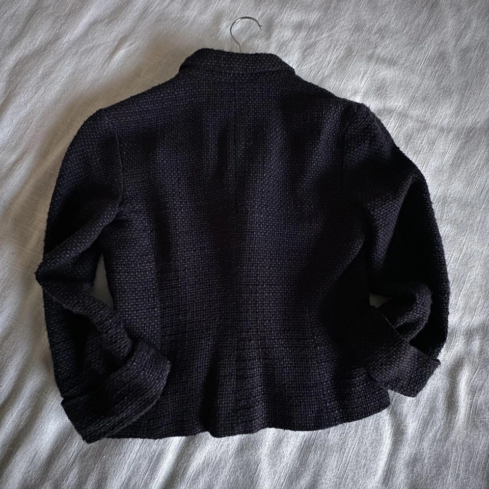 Blazer Tabitha Mujer 4 Azul Marino Tweed Boucle Un Botón Chaqueta Anthropologie Chic Foto 2 de 4