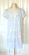 Gilligan O'Malley Vintage Nightgown M 12 14 White Pink Blue Floral Poly Cotton