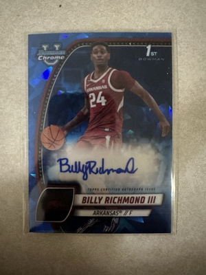 #ad #ad 2024 Bowman Chrome U Billy Richmond III 1st Bowman Sapphire Auto Arkansas $29.99
