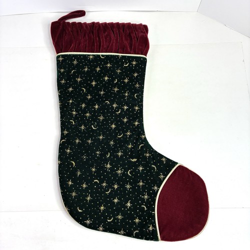 Set of 5 Christmas Stockings Velvet Red Burgundy & Green Gold Star & Moon - Picture 7 of 13