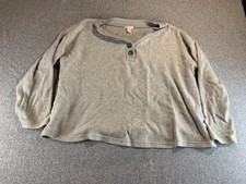 Ambrielle Sleepwear Top Womens 2XL Gray Textured Long Sleeve Henley Loungewear