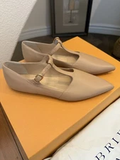 AUTHENTIC GABRIELA HEARST LOLA BALLERINA MARY JANE FLATS DARK CAMEL SIZE 7B NWT