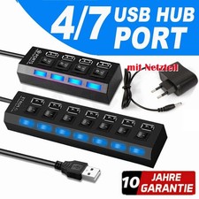 USB 3.0 Hub 4/7Ports Splitter Adapter mit Aktiv Netzteil Verteiler für PC Laptop