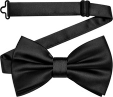 Branduce Solid Color Pre-tied Bow Tie Quality Adjustable Bowtie for Men Black