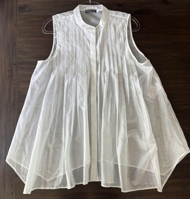 Mint Velvet Sheer Organza Blouse Womens Large White Swing Tunic Top Elegant Luxe