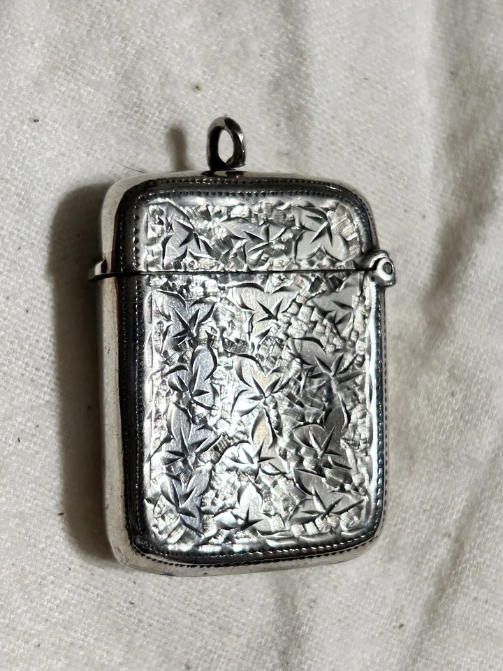 Antigua caja fuerte Vesta Match de plata esterlina Joseph Gloster Lion S W 1889 Birmingham Foto 4 de 4