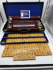 Vintage Bakelite Mah Jong Set w/Case  160 Tiles 2 dice 5 Racks & Tokens Bakelite