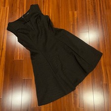 GUESS Black Dress Sleeveless Textured Crocodile V Neck Zipper A-Line Size M