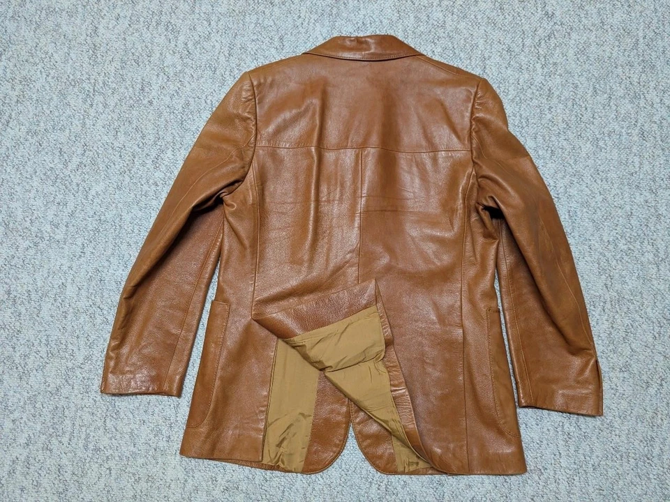 Blazer de cuero vintage CORTEFIEL PIEL DE CORDERO suave mantequilla 42 marrón años 70 solapa ancha Foto 2 de 4