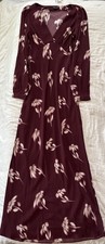 NWT Madewell Dress Womens Size 0 Burgundy Blurry Flowers Long Sleeve V Neck $188