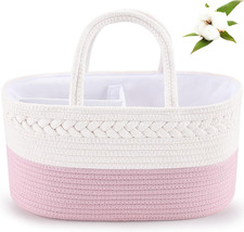 Diaper Caddy Organizer - Cotton Rope Nursery Storage Basket for Baby Essentials,