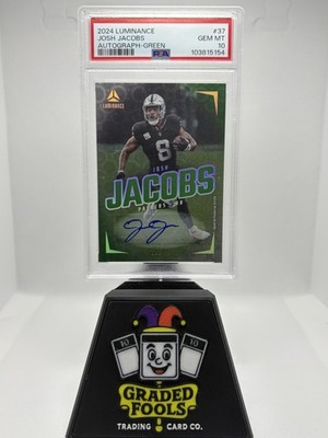2024 Luminance #37 - Josh Jacobs - Green Auto 20/25 - PSA 10