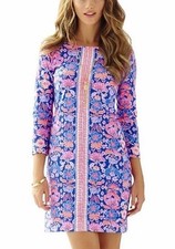 LILLY PULITZER MARLOWE DRESS XXS IRIS BLUE PIMA COTTON DOPAMINE BOLD COLORFUL