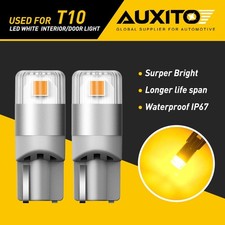 AUXITO Amber Wedge LED T10 License Interior Dome 192 Map W5W 194 2825 Light Bulb