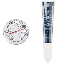 Taylor Metal Wall Indoor Outdoor Thermometer, 12 inch, White & AcuRite 5"...