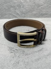 Talbots Belt Womans Medium Brown Leather Textured Dress Gold Buckle Italy