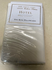 NEW Hotel Fine Linens 600 Thread Count White King Sateen Pillow Cases Cotton