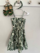 Janie and Jack Girl's Size 12 NEW Sundress, NEW Matching Headband  Size 1 Shoes