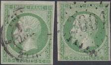 FRANCE 1853 Yvert 12 Oblitérés 2 timbres (ref#24006)