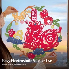 Naklejka na okno Koń Rok, przyleganie świąteczne 2026, szklana dekoracja drzwi