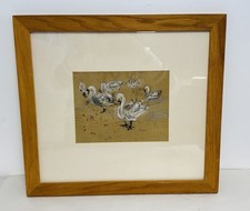 Original Ölpastellzeichnung "Schwäne" von Selina Thorp, signiert