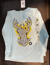 Simply Southern Collection Youth Long Sleeve Deer T-Shirt Blue Different Size
