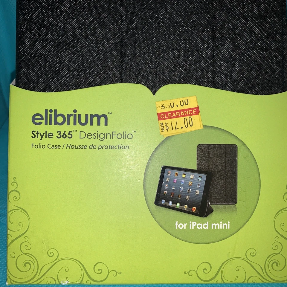 New Elibrium / Claire Bella iPad Mini Case- Style 365 Design Folio BLACK #C2 - Image 2 of 4