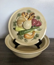 LOS ANGELES POTTERIES-1971 3D Veggi Covered Casserole Thanksgiving MCM EUC!