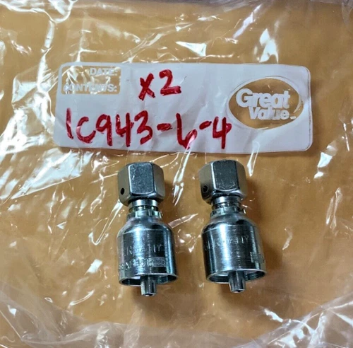 Lot of 2 -  Parker 1C943-6-4  steel hydraulic fitting - made in Germany
