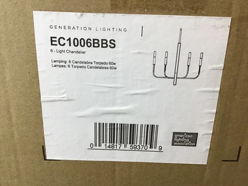 Generation Lighting EC1006-BBS Brianna 6-Light Minimalist Chandelier Brass - Picture 3 of 17