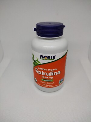 Now Foods Certified Organic Spirulina 1000mg 120 Tablets. Expiration date- 03/26