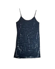 VICTORIA'S SECRET Black Crushed Velvet Slip Dress 370271 DL3 Sz Medium Large