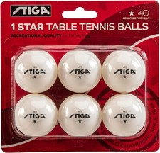 STIGA 6 Pack White Table Tennis Balls - 40mm ITTF Regulation Size