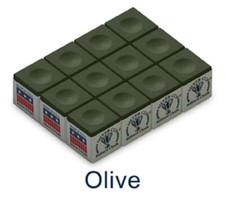 OLIVE- SILVER CUP BILLIARD CHALK - 1Dz/12 pieces