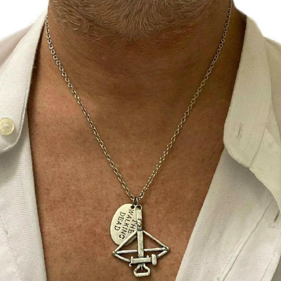 Collana con ciondolo piastrina the walking dead catenina da uomo donna 50 cm - Immagine 2 di 4