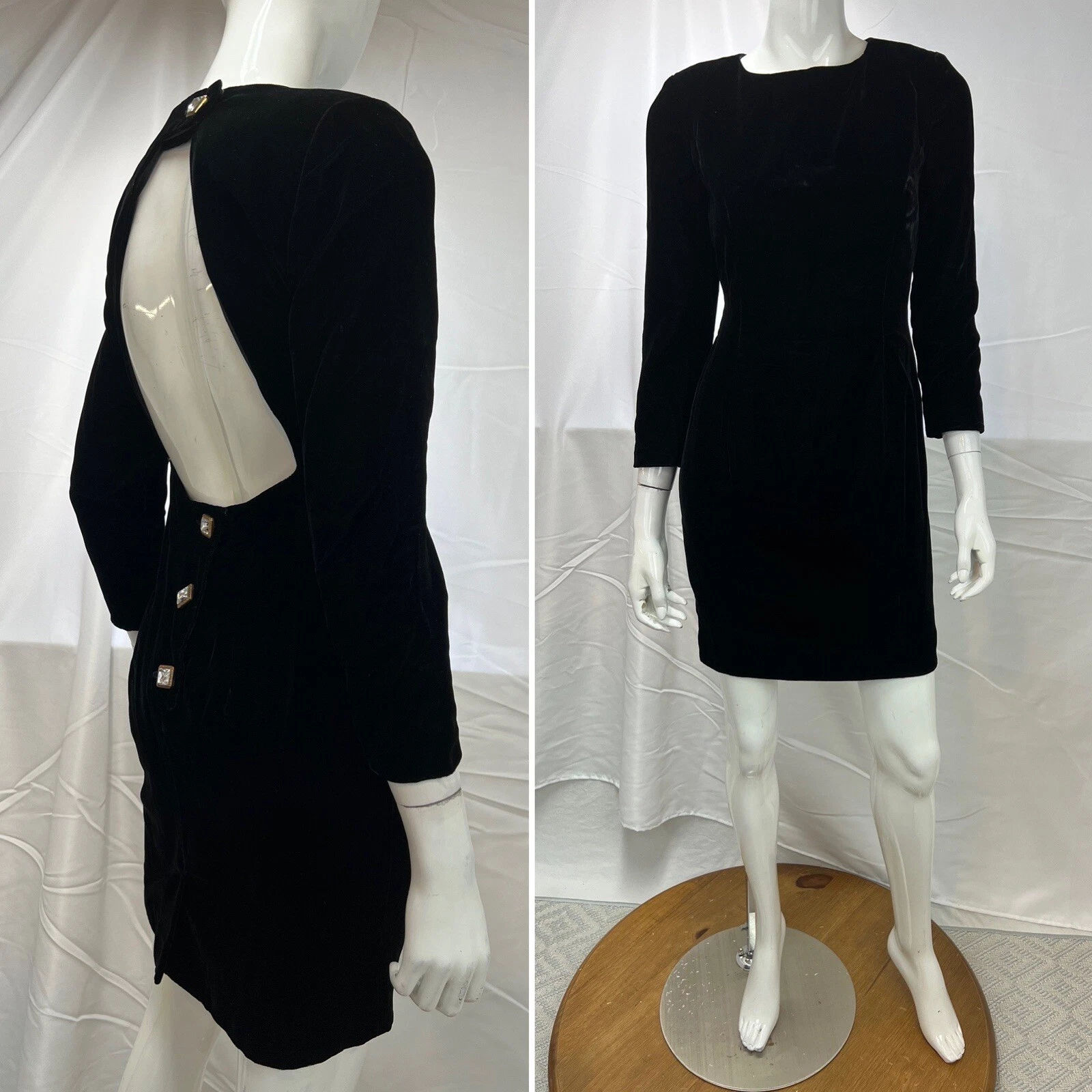 UNDERCOVER Abito tubino vintage Moda Int’l Victoria’s Secret 4 nero velluto schiena aperta