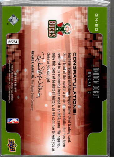 B1740- 2008-09 Upper Deck MVP Spiel Nacht Souveniers # Gnbo Andrew Bogut Trikot - Bild 2 von 2