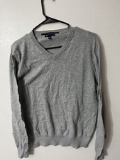 Gap V-Neck Long Sleeve Pullover Sweater Women's Size M Gray Spring Cttn V