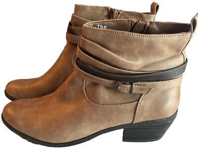 Kim Rogers Pamila Chestnut Brown Zip Ankle Boots Women Size 